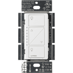 (caseta wireless) atenuador de pared. aumenta/disminuye intensidad de iluminación. no requiere cable neutro. 150w led / 600w inc/hal