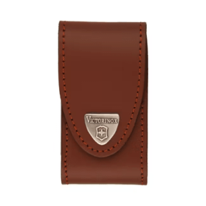 funda de piel color café para navajas mediana victorinox.