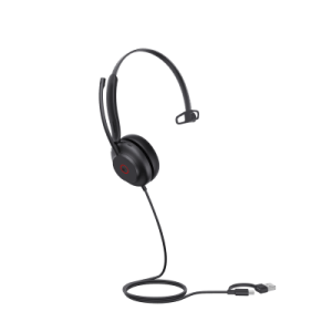 diadema usb yealink uh35 mono teams con cancelación activa de ruido con 2 micrófonos y busylight automático