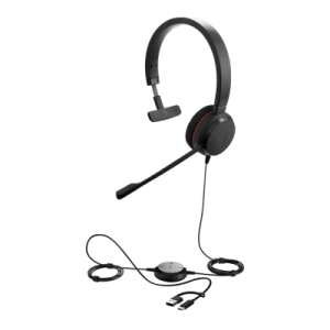 jabra evolve 20 mono con conexión usb c/a, micrófono con cancelación de ruido de ultima generación, configuración plug and play, certificación microsoft teams (4993 823 169)