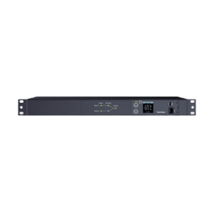 pdu ats (fuente redundante auto transferible) medible, para distribución de energía, 2 entradas 120 vca nema5 15p, con 10 salidas nema 5 15r, horizontal 19in, 1ur