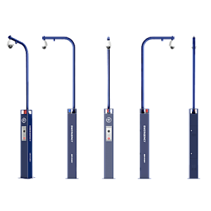 estación de alarma de pánico con videollamada / cámara ip 4 mergapixel / audio bidireccional / altavoz 30 w / sirena (azul y rojo) / rs 485 / micro sd / montaje en suelo / montaje para ptz (no incluye ptz)