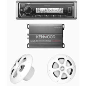 kit de estereo con bluetooth kmr m332bt | amplificador kac m1814 | mas par de bocinas kfc 1613mrw