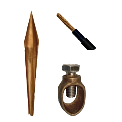kit básico para tierra física con varilla de 5/8" de 1.5 m de largo, opresor y 10 metros de cable negro 6 awg. kit básico para tierra física con varilla de 5/8" de 1.5 m de largo, opresor y 10 metros de cable negro 6 awg.