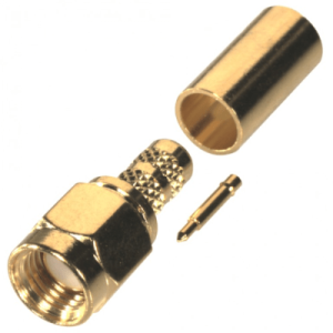 conector sma macho de anillo plegable para cable rg 58/u, oro/oro/teflón.