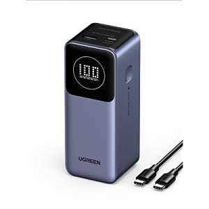 power bank de 12000mah | 3 salidas 100w max. | usb a + 2 usb c | pd 3.0 | qc3.0 | fcp | scp | pantalla inteligente | carcasa ignifuga | color gris | incluye cable usb de 50cm | carga tu laptop de manera segura.