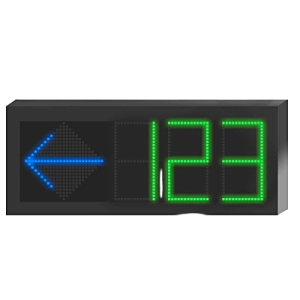 panel led indicador de estacionamiento hikvision / 3 dígitos con flecha direccional / pantalla 7 colores / comunicación rs485 rj45 / montaje colgante / visualización tiempo real / iconos especiales