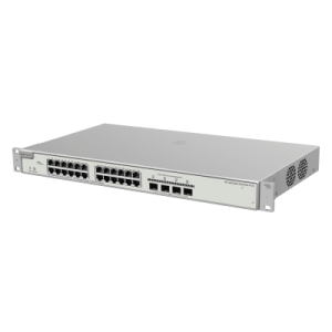 switch administrable poe capa 2+ plus, con 24 puertos gigabit poe 802.3af/at + 4 sfp+ para fibra 10gb, gestión gratuita desde la nube, 370w