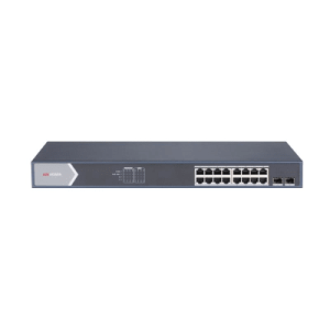 switch gigabit poe+ / administrable / 16 puertos 1000 mbps poe+ / 2 puertos sfp / configuración nube desde hik parnerpro / poe hasta 300 metros / 225 watts