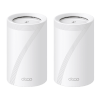 kit 2 routers inalámbrico mesh interior para hogar / triple banda wi fi 7 be9300 mbps / 2 puerto 2.5 gigabit wan/lan / 4 antenas internas / operación multi link mlo / administración mediante la app deco (ios, android) / homeshield