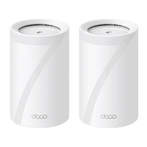 kit 2 routers inalámbrico mesh interior para hogar / triple banda wi fi 7 be9300 mbps / 2 puerto 2.5 gigabit wan/lan / 4 antenas internas / operación multi link mlo / administración mediante la app deco (ios, android) / homeshield