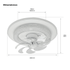 ventilador de techo con luminario led de 110 v ca 50/60 hz / 88 w / 3 tonos de luz (6500 4 000 2 700 k) / con giro 360° / diámetro 495 mm / 6 velocidades / dimeable.