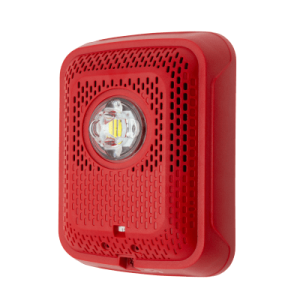 bocina con lámpara estroboscópica, montaje en pared, color rojo, nuevo diseño moderno y elegante y menor consumo de corriente