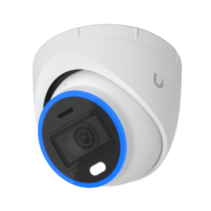 cámara unifi protect turret ai blanca / 4k(8mp) / Ángulo ultra ancho 109.9 / visión nocturna ir 40 m / ai avanzado: reconocimiento de rostros y matrículas / led para color en la noche / micrófono 2 vías / ranura m