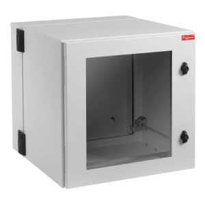 gabinete industrial protek de puerta con ventana, protección nema tipo 12; ip55; ik10, abatible, fabricado en acero, 12 ur, color gris claro