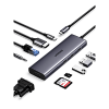 hub usb c 10 en 1 / hdmi 4k@30hz + vga 1920x1200 / 3x usb 3.0 5gbps / ethernet gigabit / sd/tf card reader / pd 100w / audio 3.5mm / doble pantalla simultánea / plug & play universal