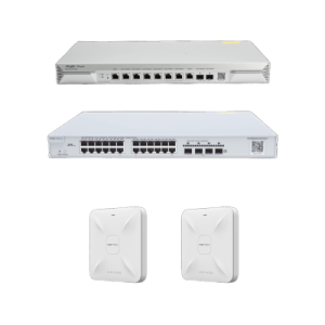 solución completa de red para hasta 1500 clientes y hasta 9 servicios de internet., ideal para iniciar un proyecto de hotelería u oficina