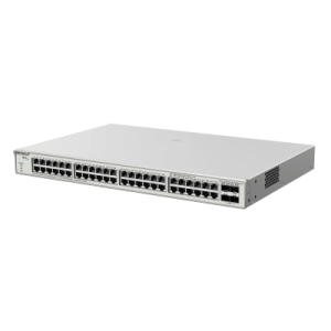 switch administrable poe capa 2+ plus, con 48 puertos gigabit poe 802.3af/at + 4 sfp+ para fibra 10gb, gestión gratuita desde la nube, 370w