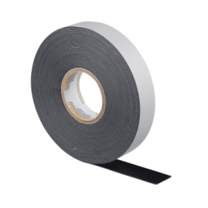 cinta eléctrica stronghold para aislar de caucho epr, autofusionable, uso industrial en uniones de alto voltaje y temperatura, grosor 0.76mm (30 mil), ancho 19mm, y 9.1m largo, color negro.