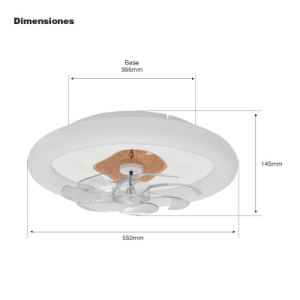 ventilador de techo con luminario led de 110 v ca 50/60 hz / 88 w / 3 tonos de luz (6500 4 000 2 700 k) / diámetro 500 mm / 6 velocidades / dimeable.