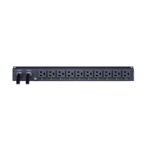 pdu ats (fuente redundante auto transferible) monitoreable, para distribución de energía, 2 entradas 120 vca nema5 15p, con 10 salidas nema 5 15r, horizontal 19in, 1ur