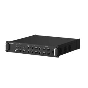 amplificador de red 4 zonas de 240w hasta 1000 watts | salida de 100v y 70v | compatible con tareas en tiempo real y programadas | gestión de biblioteca de materiales de audio | entrada de alarma | compatible con hikcentral | compatible con