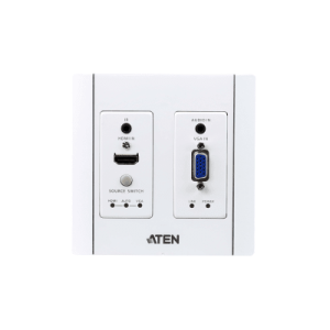 transmisor hdbaset | hdmi y vga | placa de pared us / poh (4k a 100 m) | (hdbaset class a) (poh pd)