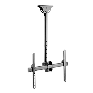 soporte de techo para pantallas | compatibilidad vesa 200x200 a 600x400 | pantallas hasta 70 pulgadas | capacidad de carga 50 kg | inclinación vertical 0° a 25° | rotación horizontal 360° | ajuste de nivel ±3°
