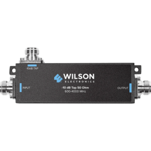separador tap 10 db con rango de frecuencia de 575 a 6000 mhz. ideal para separar las antenas a diferentes longitudes de cable coaxial. 50 ohm. conectores n hembra.