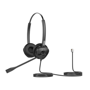 diadema binaural con audio hd y brazo ajustable de 260°, conexión rj9 y sonido de alta definición