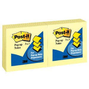 notas adhesivas 3m post it pop up amarillas 3x3 paquete c/5 blocks de 100 hojas