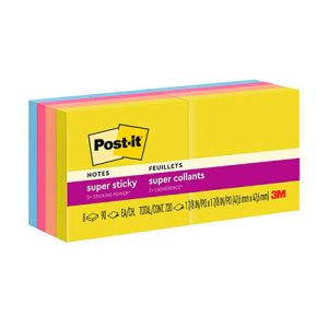 notas adhesivas 3m post it super sticky 2x2 pulg (5x5 cms) block c/90h paq c/8 blocks