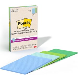 block 3m post it raya super sticky oasis 4x6 pulg (10.16x15.24 cms) block c/45 paq c/4 blocks