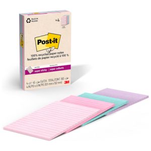 block 3m post it raya super sticky pastel 4x6 pulg (10.16x15.24 cms) block c/45 paq c/4 blocks