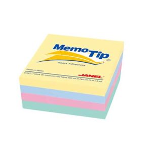 notas adhesivas janel memo tip mini cubo pastel 2x2 c/400