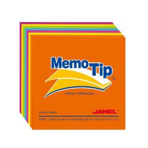 papeleta janel memo tip 54n 3x3 cubo neon c/400
