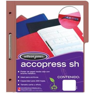 carpeta acco press mc papel carta color caoba c/10 pzas
