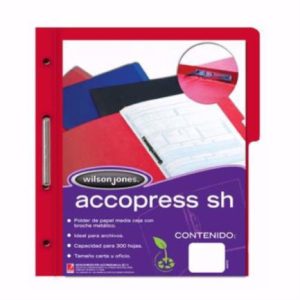 carpeta acco press media ceja oficio c/broche color rojo c/10