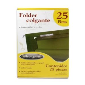 folder colgante acco wilson jones carta color verde tradicional caja c/25 pzas
