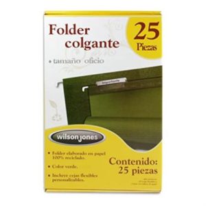 folder colgante acco wilson jones oficio color verde tradicional caja c/25 pzas