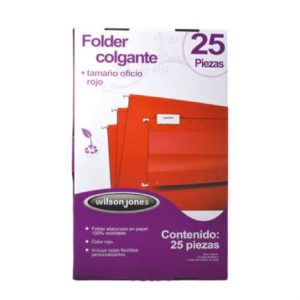 folder acco colgante oficio color rojo c/25 piezas