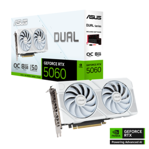 tarjeta de video asus nvidia geforce rtx 5060 8gb 128 bit gddr7 pci express 5.0 blanco