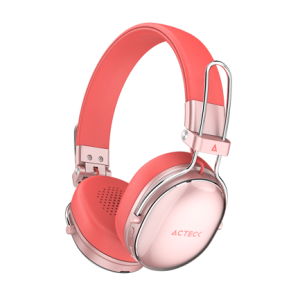 audífonos inalámbricos acteck over ear luxe chic hp710 recargables elite salmon