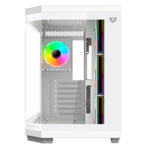 gabinete gamer balam rush media torre tank master 9600tb max mb atx ultra wides/usb c/usb 3/audio fan argb blanco