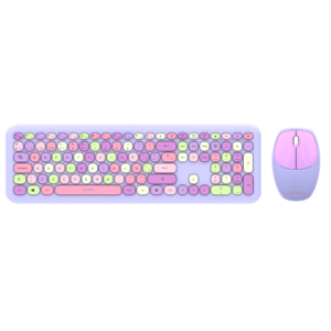 kit teclado y mouse acteck creator chic colors mk475 inalámbrico 2xbaterías aaa incluidas color morado