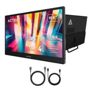 monitor acteck 15.6" portatil plano ips lp15y fhd 60hz minihdmi base ajustable elite negro