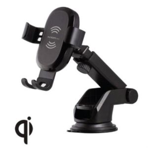 cargador argomtech inalámbrico de auto vortex m1 usb rotación 360° 10 w carga rápida para celular color negro