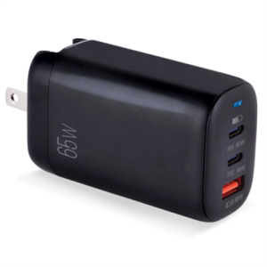 cargador argomtech de pared 3 puertos pd 65w pd 2 x tipo c y usb qc3.0 65w enchufe plegable carga rápida color negro