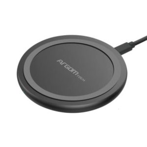 cargador inalámbrico argomtech rápido 15w con certificación qi /fcc micro usb color negro