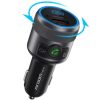 kit manos libres argomtech para auto spectro t1 bluetooth pantalla led dos puertos de carga rápida 42 w usb color negro